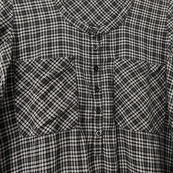 Armani Exchange Womens Black Plaid Half Button Long Sleeve Blouse Size Medium - Picture 3 of 6